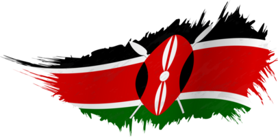 Flag of Kenya in grunge style with waving effect. png