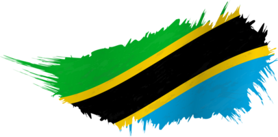 Flag of Tanzania in grunge style with waving effect. png