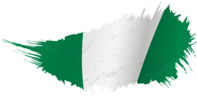 Flag of Nigeria in grunge style with waving effect. png