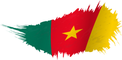 Flag of Cameroon in grunge style with waving effect. png