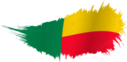 Flag of Benin in grunge style with waving effect. png