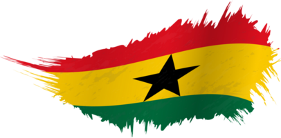 Flag of Ghana in grunge style with waving effect. png