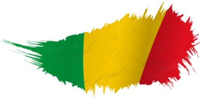 Flag of Mali in grunge style with waving effect. png