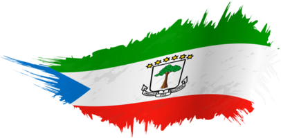 Flag of Equatorial Guinea in grunge style with waving effect. png