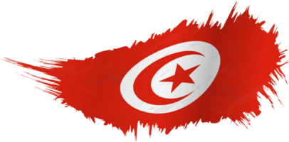 Flag of Tunisia in grunge style with waving effect. png