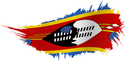 Flag of Swaziland in grunge style with waving effect. png