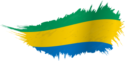 Flag of Gabon in grunge style with waving effect. png