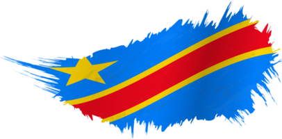 Flag of DR Congo in grunge style with waving effect. png