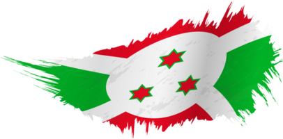 Flag of Burundi in grunge style with waving effect. png