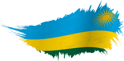 Flag of Rwanda in grunge style with waving effect. png