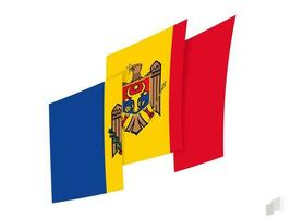 Moldova flag in an abstract ripped design. Modern design of the Moldova flag. vector