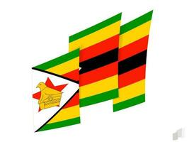 Zimbabwe flag in an abstract ripped design. Modern design of the Zimbabwe flag. vector