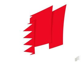 Bahrain flag in an abstract ripped design. Modern design of the Bahrain flag. vector