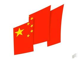 China flag in an abstract ripped design. Modern design of the China flag. vector