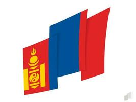 Mongolia flag in an abstract ripped design. Modern design of the Mongolia flag. vector