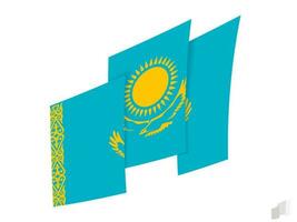 Kazakhstan flag in an abstract ripped design. Modern design of the Kazakhstan flag. vector