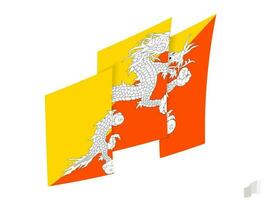 Bhutan flag in an abstract ripped design. Modern design of the Bhutan flag. vector