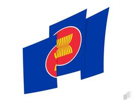 ASEAN flag in an abstract ripped design. Modern design of the ASEAN flag. vector
