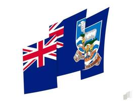 Falkland Islands flag in an abstract ripped design. Modern design of the Falkland Islands flag. vector