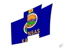 Kansas flag in an abstract ripped design. Modern design of the Kansas flag. vector