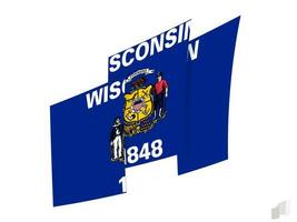 Wisconsin flag in an abstract ripped design. Modern design of the Wisconsin flag. vector