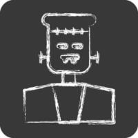 Icon Frankenstein. suitable for Halloween symbol. chalk Style. simple design editable. design template vector