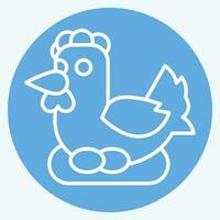 icono pollo. relacionado a agricultura símbolo. azul ojos estilo. sencillo diseño editable. sencillo ilustración vector