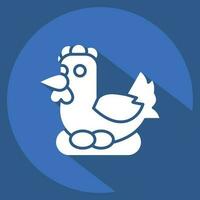 Icon Chicken. related to Agriculture symbol. long shadow style. simple design editable. simple illustration vector