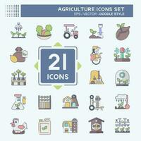 Icon Set Agriculture. related to Education symbol. doodle style. simple design editable. simple illustration vector