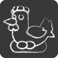 Icon Chicken. related to Agriculture symbol. chalk Style. simple design editable. simple illustration vector