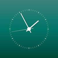 Clock icon vector illustration. Office clock on green background.