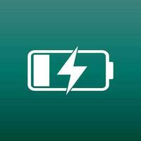 Battery charge level indicator. Vector illustration on green background.