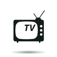 Tv Icon vector illustration in flat style isolated on white background. Television symbol for web site design, logo, app, ui.