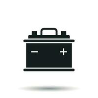 Car battery flat vector icon on white background. Auto accumulator battery energy power illustration.