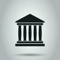 Bank building icon in flat style. Museum vector illustration on gray background.