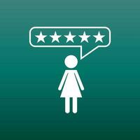 Customer reviews, rating, user feedback concept vector icon. Flat illustration on green background.