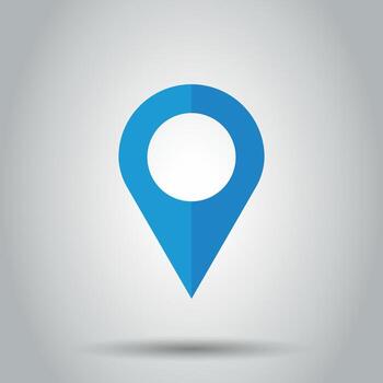 alfiler icono vector. ubicación firmar en plano estilo aislado en gris antecedentes. navegación mapa, GPS concepto. vector