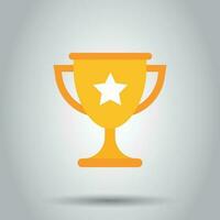 Trophy cup flat vector icon. Simple winner symbol. Gold illustration on gray background.