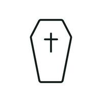 Halloween grave icon in line style. Gravestone vector illustration. Rip tombstone flat icon.