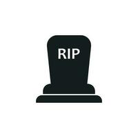 Halloween grave icon. Gravestone vector illustration. Rip tombstone flat icon.