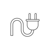 Plug vector icon in line style. Power wire cable flat illustration.