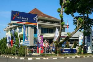 Wonosobo, Indonesia - April 5, 2023 - Entrance of Bank Jateng around wonosobo square. Front View photo