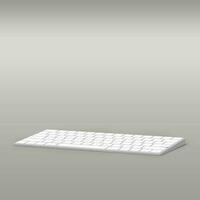 aislado blanco teclado desde personal computadora en gris antecedentes. foto