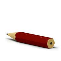 Red pencil small size isolated on grey background. photo