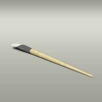 White brush for painting with wooden handler isolated on grey background. photo