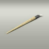 White brush for painting with wooden handler isolated on grey background. photo