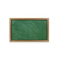 Blank chalkboard with wooden frame isolated on white background. photo