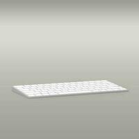 Isolated white keyboard from personal computer on grey background. photo