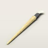 White brush for painting with wooden handler isolated on grey background. photo