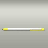 Yellow pen for writer isolated on grey background. photo